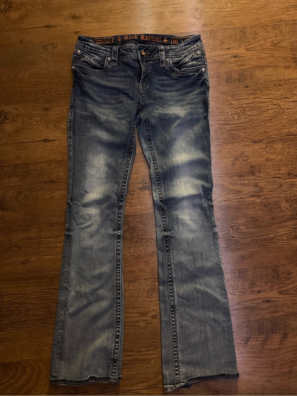 Rock Revival Women's Boot Cut Jeans - Distressed Blue Wash